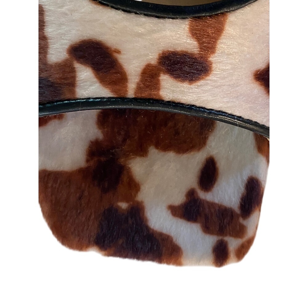 DV‎ Dolce Vita Cow Print Square Toe Block Heel Mule Sandals Brown White Womens - Picture 9 of 13